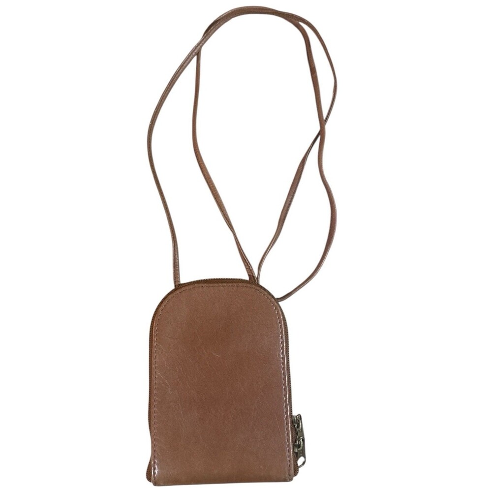 HOBO International Fern Leather Crossbody Pouch Cognac Brown Organizer Bag